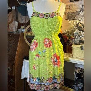 Green butterfly & floral dress